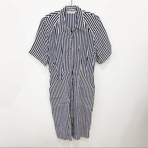 JACK MULQUEEN Silk Vintage Striped Short-Sleeved Dress Size 4